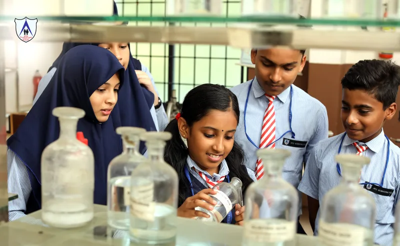 Apex pupils exploring the science laboratory