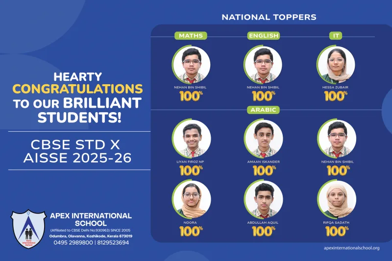 The school’s poster celebrating 100% scores in Mathematics, English, Information Technology and Arabic