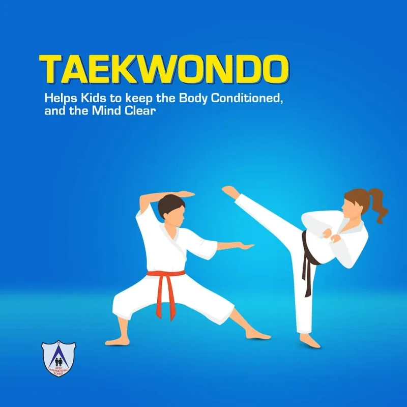 Apex International School’s Taekwondo artwork showing two young martial artists